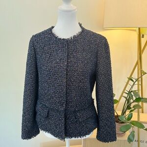 Ann Taylor Shimmer Fringe Tweed Jacket